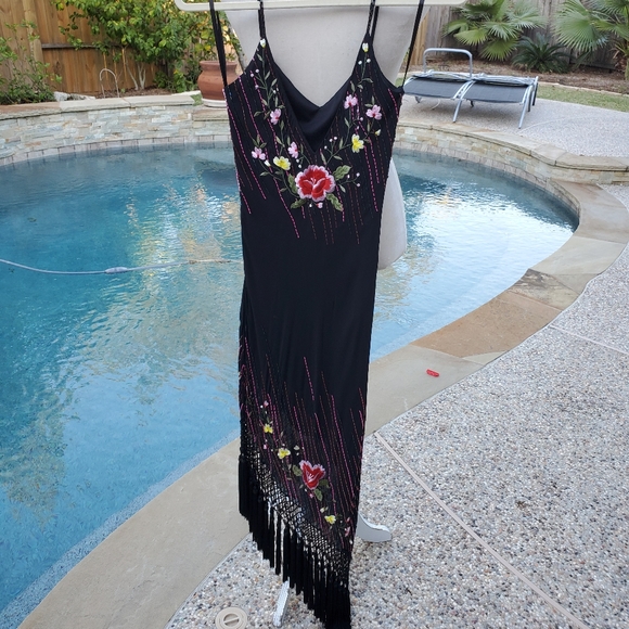 NWOT Cache embroidered beaded floral dress 2 - Picture 5 of 12